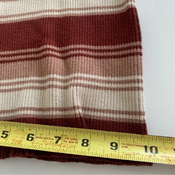 Brown Striped Wide Leg Ribbed Knit Pants Women’s Size Medium Cozy Stretch - Picture 9 of 9